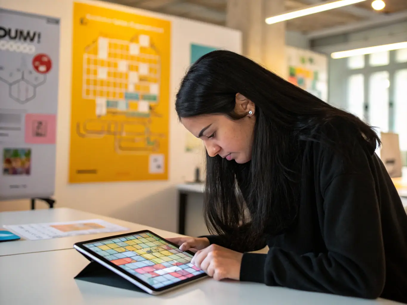 A vibrant image of a player immersed in a 超凡国际 puzzle game, showcasing the platform's user-friendly interface and engaging gameplay.